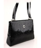 Petek 1855 Model: 4016, Crocodile Patent Black, Luxury Leather Handbag, Front