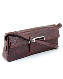 Petek 18555, Model: 4131 Crocodile Patent Burgundy, Luxury Leather Handbag, Front
