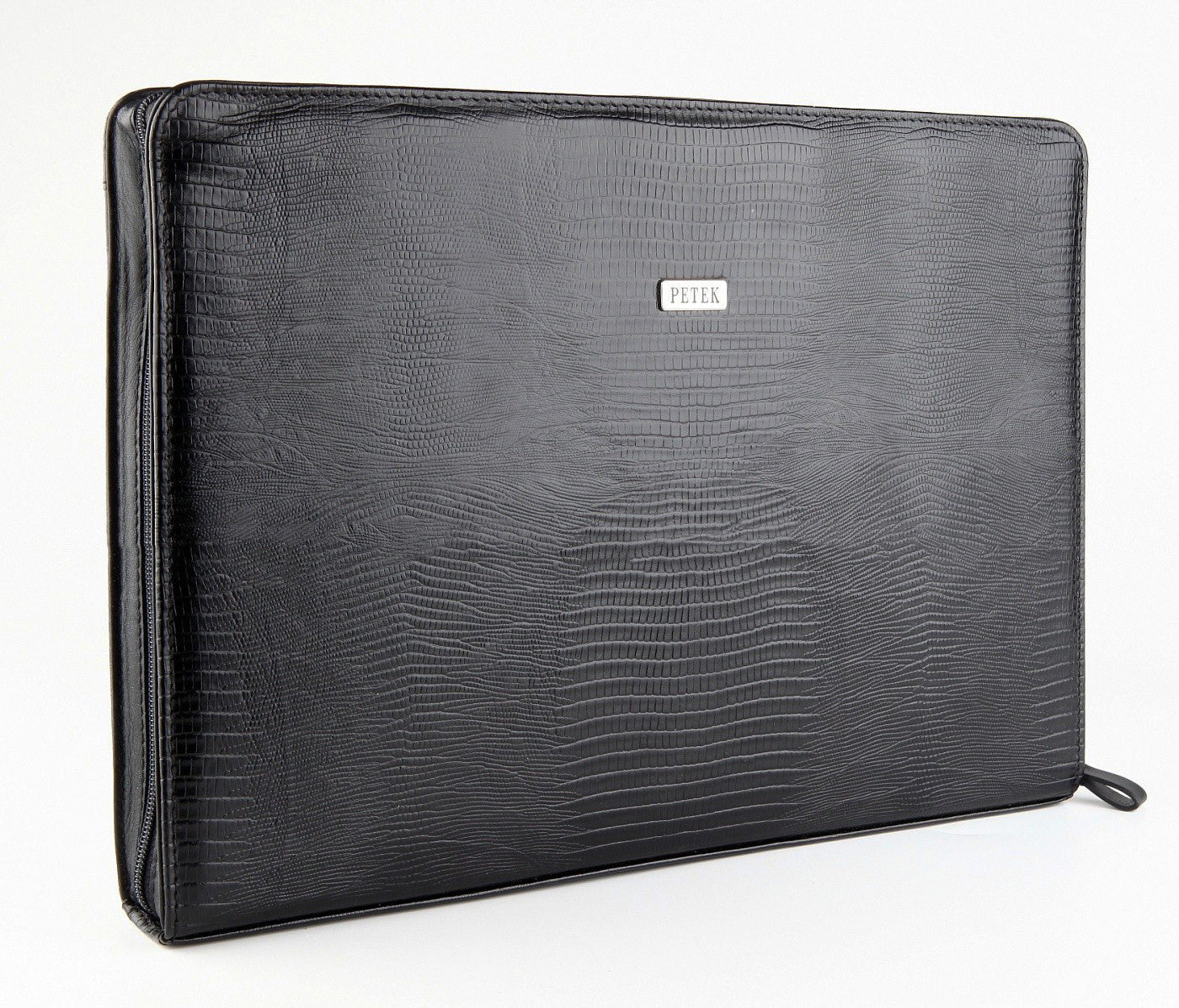 #2801 Petek 1855 Crocodile Black Leather Briefcase