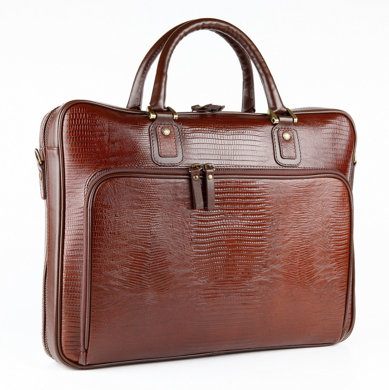 #3868 Petek 1855, Crocodile Brown, Leather Briefcase