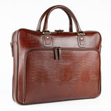 Petek 1855, Model: 2801, Crocodile Brown Luxury Leather Briefcase, front