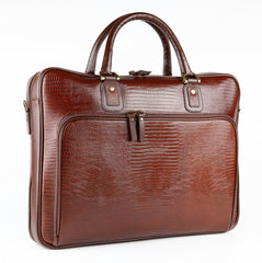#3868 Petek 1855, Crocodile Brown, Leather Briefcase
