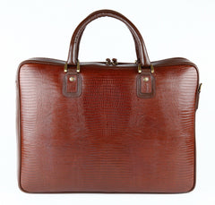 #3868 Petek 1855, Crocodile Brown, Leather Briefcase
