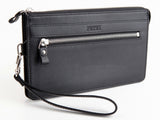 #702 Solid Black, Men's Leather Clutch & Hand Bag