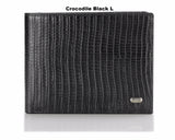 Petek 1855, Crocodile Black L, Mens leather wallet