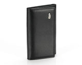 #505 Solid Black, Leather Key Pouch With Snap And Zipper Compartment