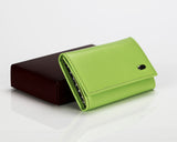 #505 Sharp Green, Leather Key Pouch With Snap And Zipper Compartment