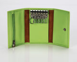 #505 Sharp Green, Leather Key Pouch With Snap And Zipper Compartment
