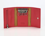 #505 Pomegranate, Leather Key Pouch With Snap And Zipper Compartment
