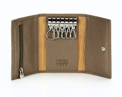 #505 Sano, Leather Key Pouch With Snap And Zipper Compartment