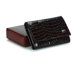 #505 Burgundy, Leather Key Pouch With Snap And Zipper Compartment