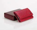 #505 Red, Leather Key Pouch With Snap And Zipper Compartment