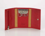 #505 Red, Leather Key Pouch With Snap And Zipper Compartment