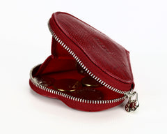 1303 Crocodile Red, Zip Around Heart Shaped Coin Purse