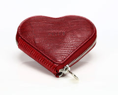 1303 Crocodile Red, Zip Around Heart Shaped Coin Purse