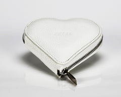 1303 White, Zip Around Heart Shaped Coin Purse