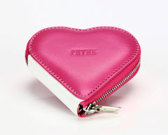 1303 Pink, Zip Around Heart Shaped Coin Purse