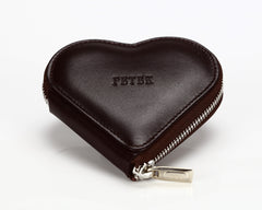 1303 Chocolate Brown, Zip Around Heart Shaped Coin Purse