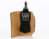 #514 Crocodile Black, Leather Key Pouch With Snap And Clip