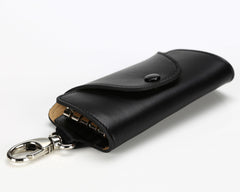 #514 Black, Leather Key Pouch With Snap And Clip