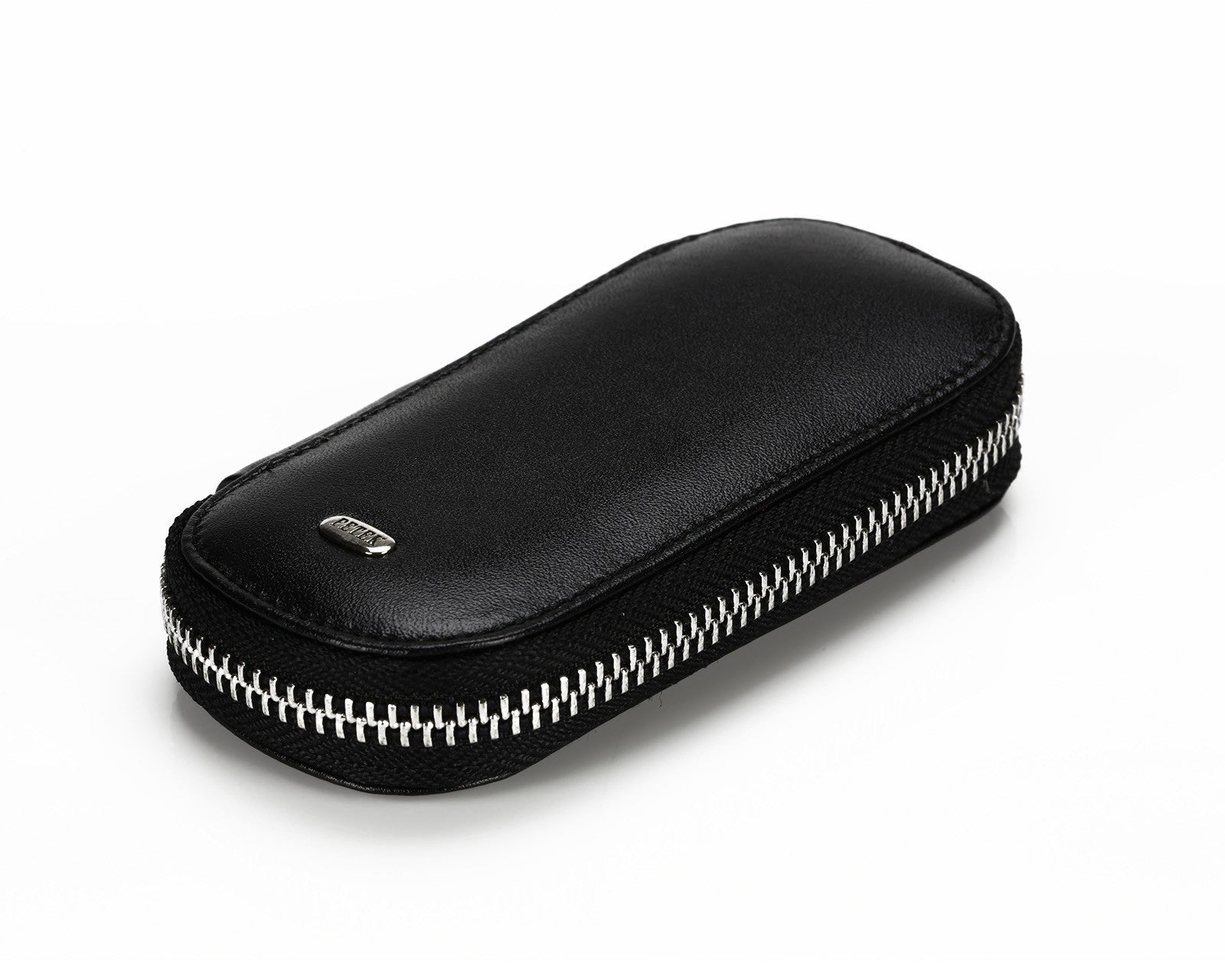 #2531 Black, Leather Key Ring With Full Around Zipper