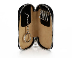 #2531 Black, Leather Key Ring With Full Around Zipper