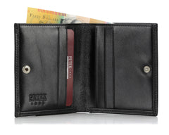 200, Petek 1855, Solid Black, With Snap, Men's Leather Wallet
