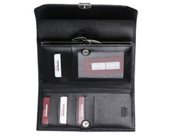 408 Solid Black, Petek 1855 Women's Leather Wallet