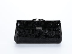 #409 Crocodile pattern Black Clutch