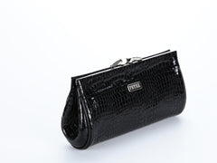 #409 Crocodile pattern Black Clutch
